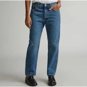 EVERLANE Relaxed Straight Jeans Sz 32 Organic Cotton‎ Denim Button Fly High Rise